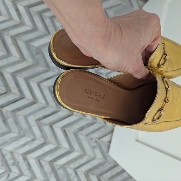 Gucci Gold Leather Princetown mules - Picture 5 of 5